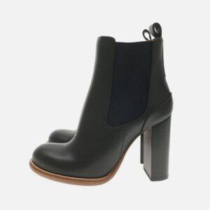 Chloe Side Gore Boots 40 Black Leather Chunky Heels